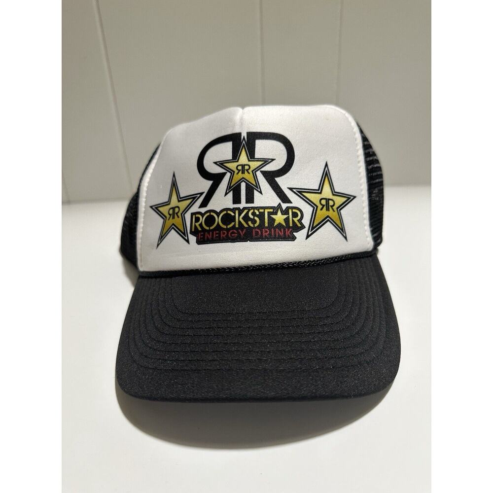 Rockstar Energy Drink Trucker Hat Black/White Snapback Cap Mesh Back